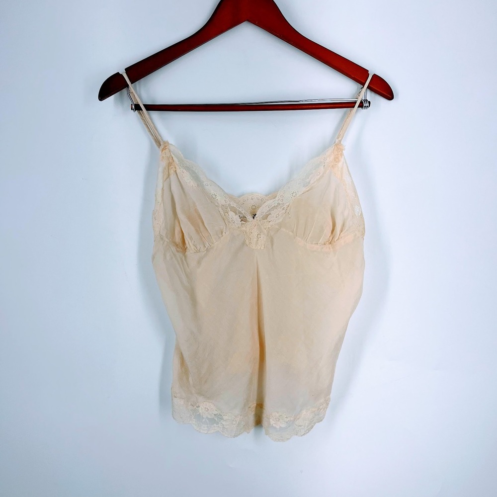 Intimately By Free People Lace Trim Camisole Top Adjustable V-Neck Lingerie SZ S